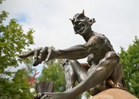 Teufelfigur auf dem Hexentanzplatz im Harz