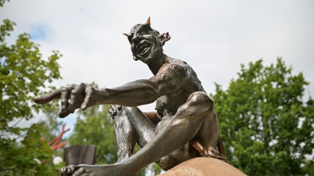Teufelfigur auf dem Hexentanzplatz im Harz