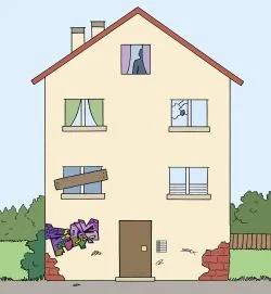 Ein sanierungsbedürftiges Mehrparteienhaus