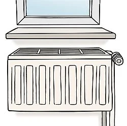 Eine Heizung unter einem Fenster