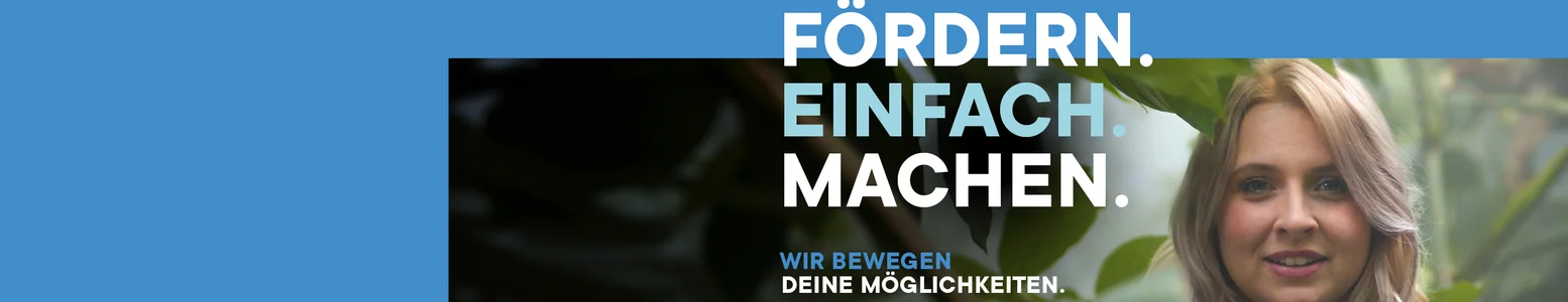 Titelbild der Kampagne der Investitionsbank mit einer Frau zwischen einigen Pflanzen
