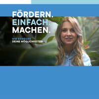 Titelbild der Kampagne der Investitionsbank mit einer Frau zwischen einigen Pflanzen