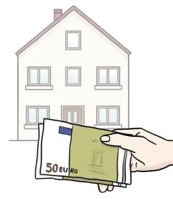 Eine Person hält die Miete für ihre Wohnung in der Hand